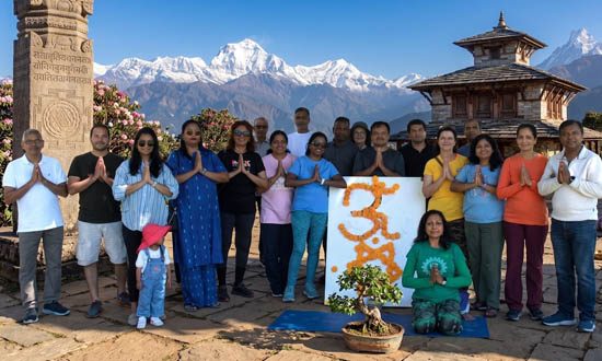 Sushma Srivastava leading a compassionate community wellness program and accessible yoga session in the Bay Area